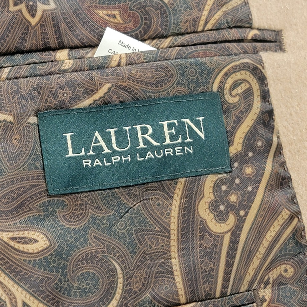 Lauren Ralph Lauren Blazer Wool Silk Cashmere Sport Coat Tan Classic Men's 50L - Picture 3 of 10